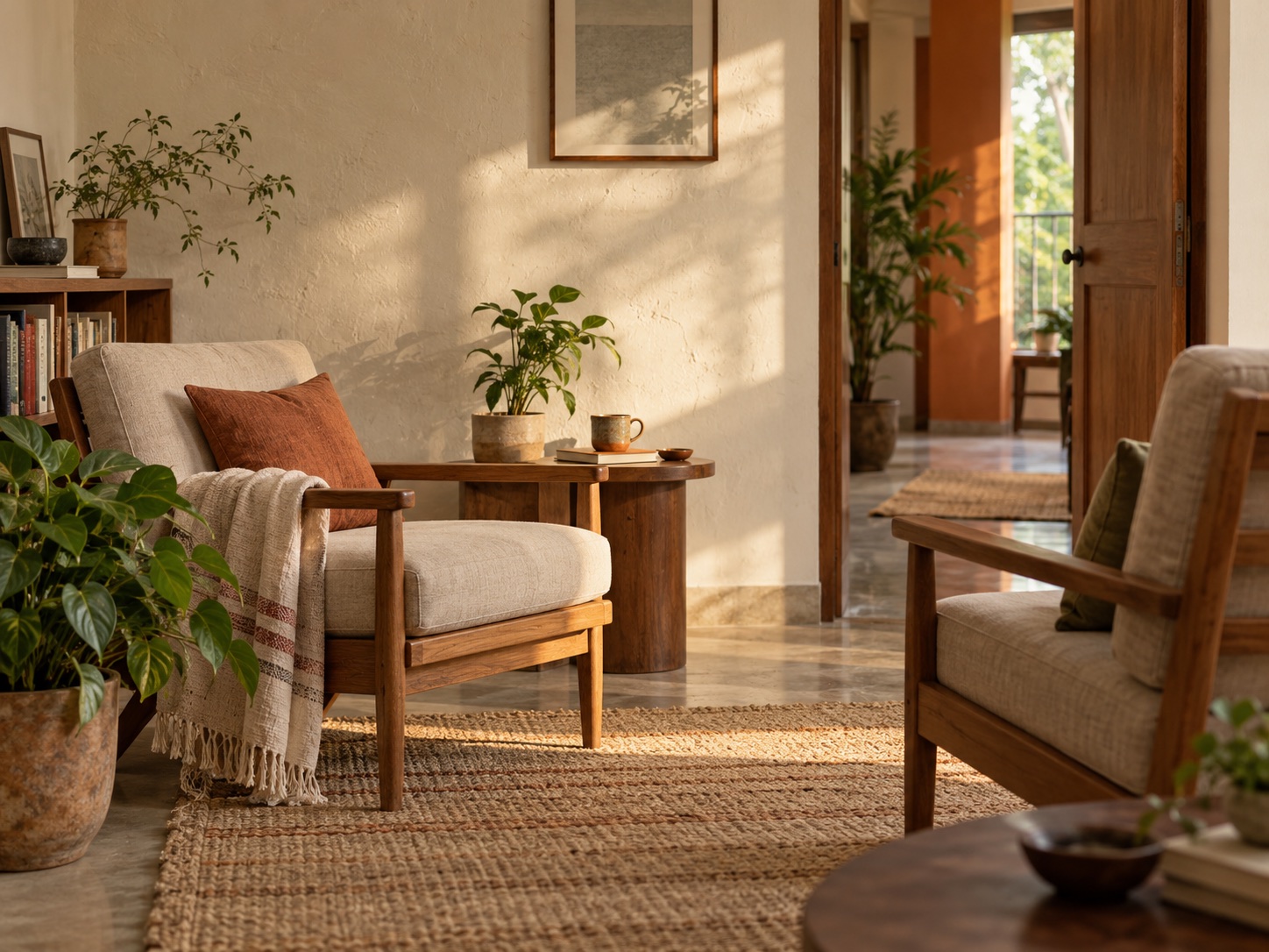 Warm room with two chairs and natural light